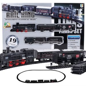 Rail King 19-Piece Electric Train Track Set – Classic Express Railway Toy with Intelligent Locomotive