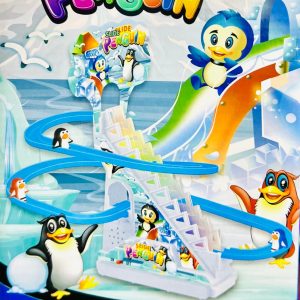 Penguin Race Set – Sliding Penguin Playset with LED Flashing Lights for Kids