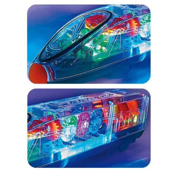 Cable World® 3D Gear Train Toy – 360° Rotating Light & Sound Locomotive for Boys & Girls (Multicolor, Multi Design) - Image 2