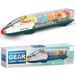 Cable World® 3D Gear Train Toy – 360° Rotating Light & Sound Locomotive for Boys & Girls (Multicolor, Multi Design)