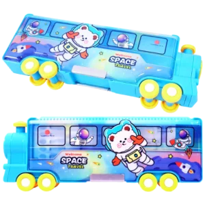 Toyshine Space Travel Train Pencil Box – Multi-Compartment Kids Stationery Organizer | Fun & Durable Design