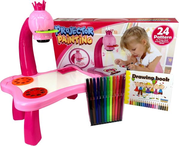 Projector Painting Set for Kids – Pink Color | Educational Drawing & Tracing Toy with Slides and Markers