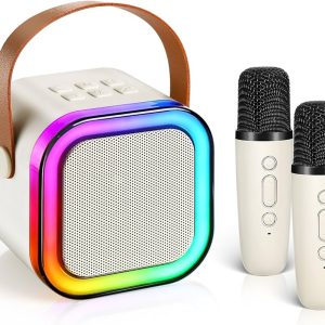 K12 Mini Karaoke Machine – Portable Wireless Bluetooth Speaker (with Mic) – Compact 5W Speaker, RGB Lights & Voice Effects