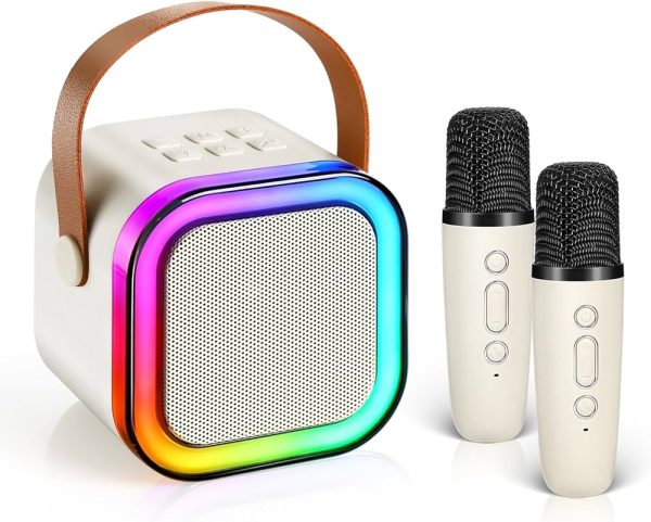 K12 Mini Karaoke Machine – Portable Wireless Bluetooth Speaker (with Mic) – Compact 5W Speaker, RGB Lights & Voice Effects