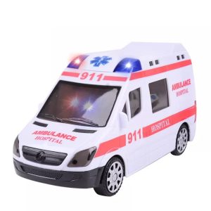 KOKEE TOYS City Rescue Ambulance Super Racing Car with Light, Music & Bump‑and‑Go Action – Multicolor (Ages 3+)