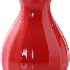 Indoor Gardening Decorative Red Ceramic Vase – Home Living Room Tabletop Vase for Wedding Ceremony (Size: 12.5 × 19 cm)