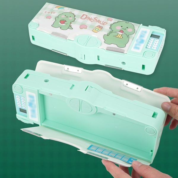 GETNAKSH Multifunctional Plastic Pencil Box for Kids – Cute Cartoon Design with Built-In Calculator, Sharpener & Compartments – Stationery Organizer for School Boys & Girls - Image 3