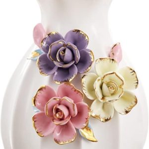 Desktop Art Statue Ceramic Vase – Modern Flower Embossed Table Ornament | Housewarming Gift for Home & Office