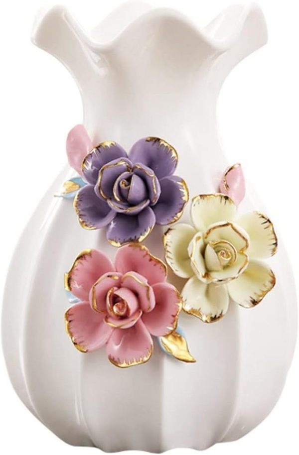 Desktop Art Statue Ceramic Vase – Modern Flower Embossed Table Ornament | Housewarming Gift for Home & Office