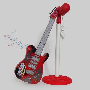 Medivedas Guitar and Microphone Play Set for Kids – Musical Toy with Karaoke Machine, Adjustable Stand Microphone & Light-Up Electric Guitar – Fun Music Gift for Boys & Girls (3–8 Years)