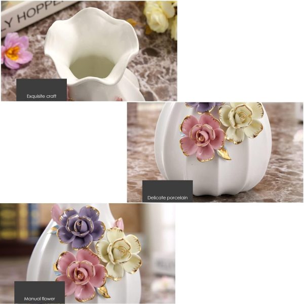 Desktop Art Statue Ceramic Vase – Modern Flower Embossed Table Ornament | Housewarming Gift for Home & Office - Image 2