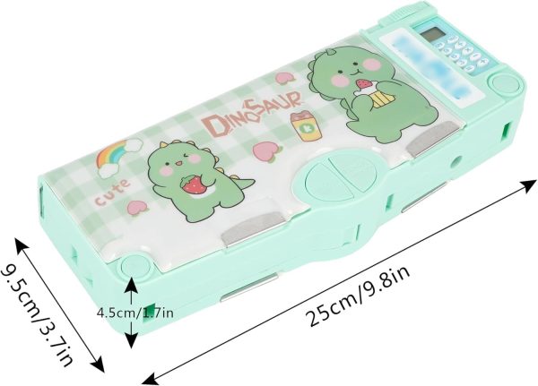 GETNAKSH Multifunctional Plastic Pencil Box for Kids – Cute Cartoon Design with Built-In Calculator, Sharpener & Compartments – Stationery Organizer for School Boys & Girls - Image 2
