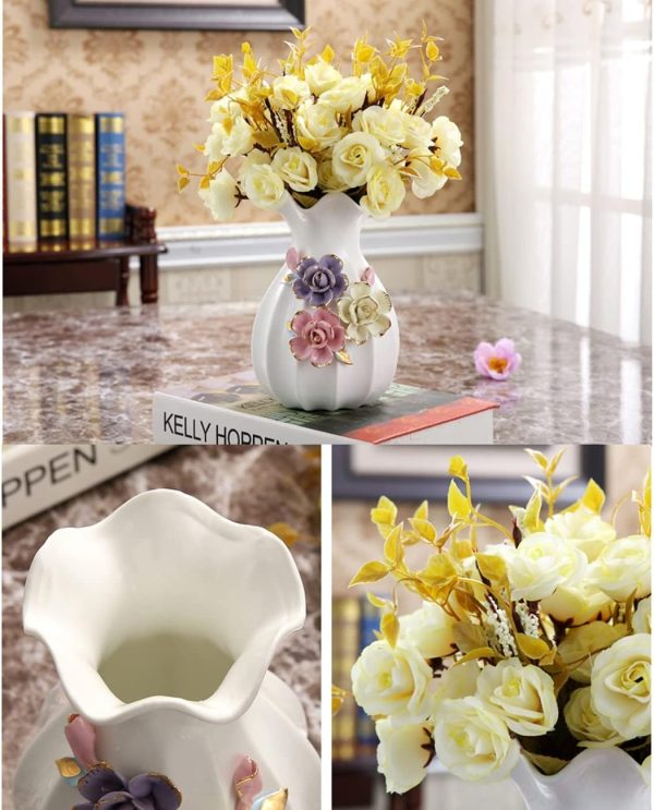 Desktop Art Statue Ceramic Vase – Modern Flower Embossed Table Ornament | Housewarming Gift for Home & Office - Image 3