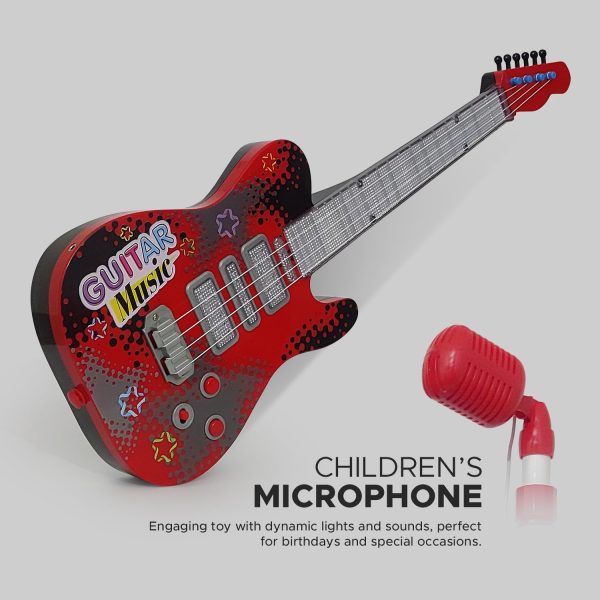 Medivedas Guitar and Microphone Play Set for Kids – Musical Toy with Karaoke Machine, Adjustable Stand Microphone & Light-Up Electric Guitar – Fun Music Gift for Boys & Girls (3–8 Years) - Image 3