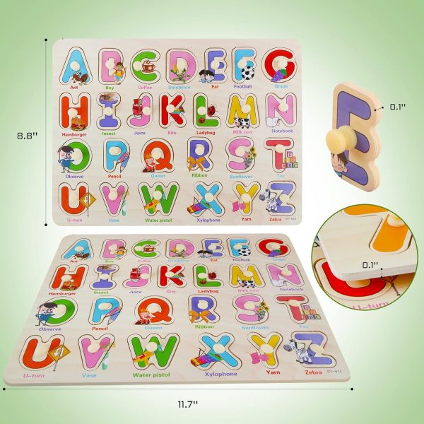 3-in-1 Wooden Puzzles for Toddlers – Alphabet, Number & Shape Learning Puzzle Set for Kids Aged 2–4 – Educational Montessori Toy for Boys & Girls