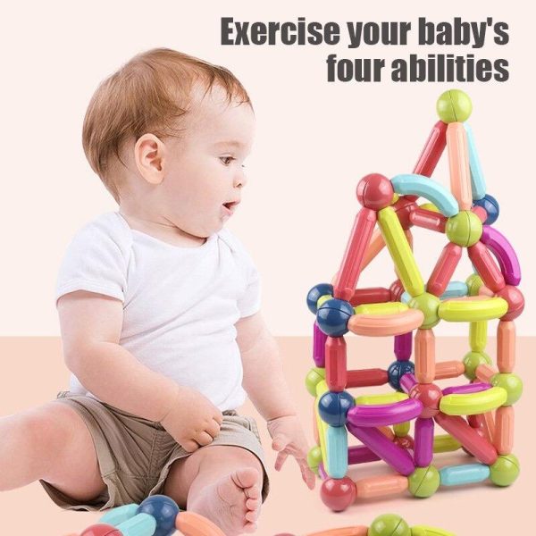 64PCS Magnetic Balls and Rods Building Set – STEM Educational 3D Construction Toys for Kids - Image 3