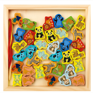 Wooden Animal-Themed Lacing Toy for Kids – Montessori Fine Motor Skill Educational Toy – Safe & Colorful Learning Toy for Toddlers