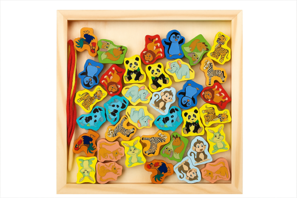 Wooden Animal-Themed Lacing Toy for Kids – Montessori Fine Motor Skill Educational Toy – Safe & Colorful Learning Toy for Toddlers