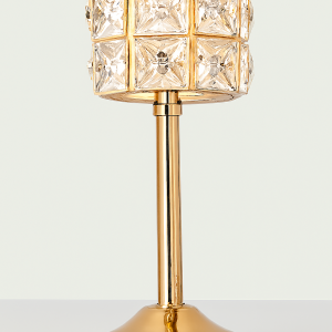 Crystal Table Lamp with Gold Tone Metal Base