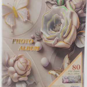 Elegant 80-Photo Capacity Photo Album with Floral and Butterfly Design