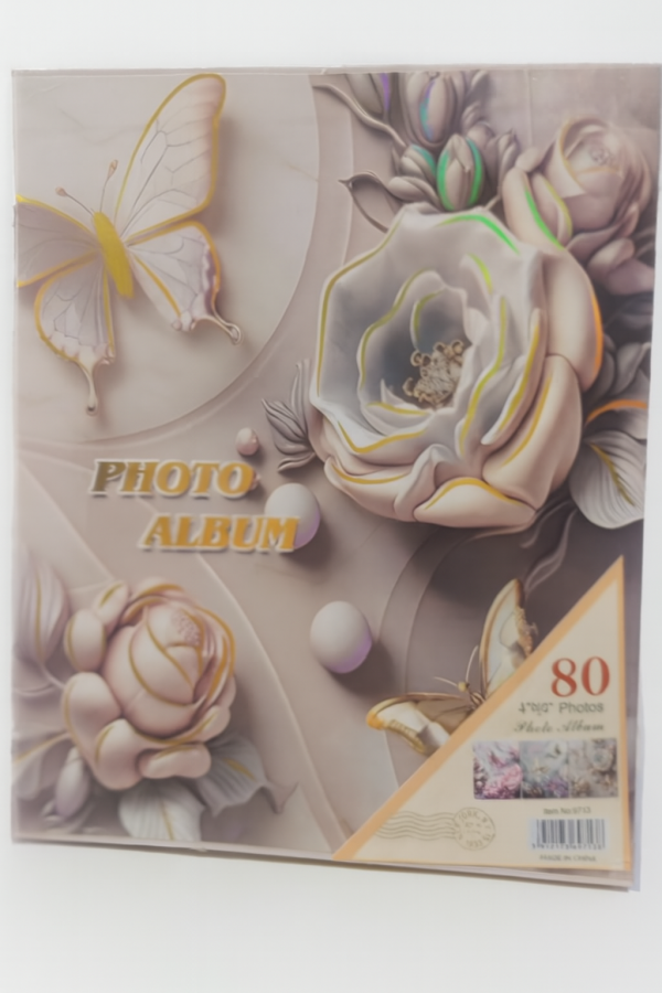 Elegant 80-Photo Capacity Photo Album with Floral and Butterfly Design
