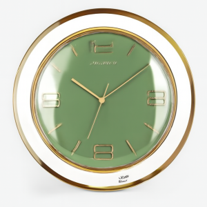 Elegant Green and Gold Wall Clock – Luxury Home and Office Decor