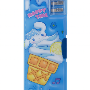 GETNAKSH "Happy Time" Bunny Ice Cream Pencil Box – Dual Sharpener, Push Button, Multi-Compartment Plastic Case for Kids (Blue)**