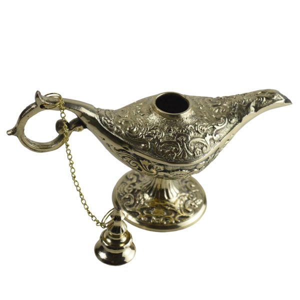 Luxury Brass Genie Lamp Incense Holder – Royal Gold Design, Polished Metal Aromatherapy Burner - Image 2