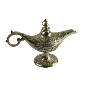 Luxury Brass Genie Lamp Incense Holder – Royal Gold Design, Polished Metal Aromatherapy Burner