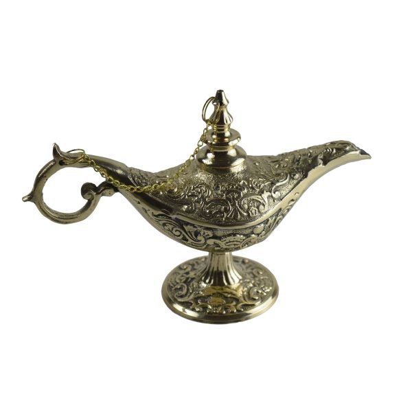 Luxury Brass Genie Lamp Incense Holder – Royal Gold Design, Polished Metal Aromatherapy Burner