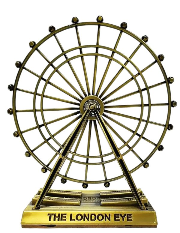 Antique Finish London Eye Metal Miniature Statue – 9.5cm Decorative Showpiece for Home, Office, Car & Gifts