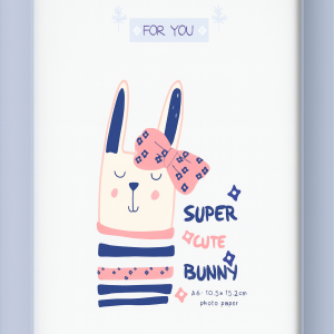 Super Cute Bunny Artwork Photo Frame – Adorable Bunny Decor for Nursery, Baby Shower Gift, or Easter Celebration