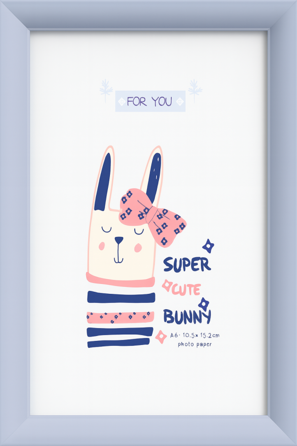 Super Cute Bunny Artwork Photo Frame – Adorable Bunny Decor for Nursery, Baby Shower Gift, or Easter Celebration