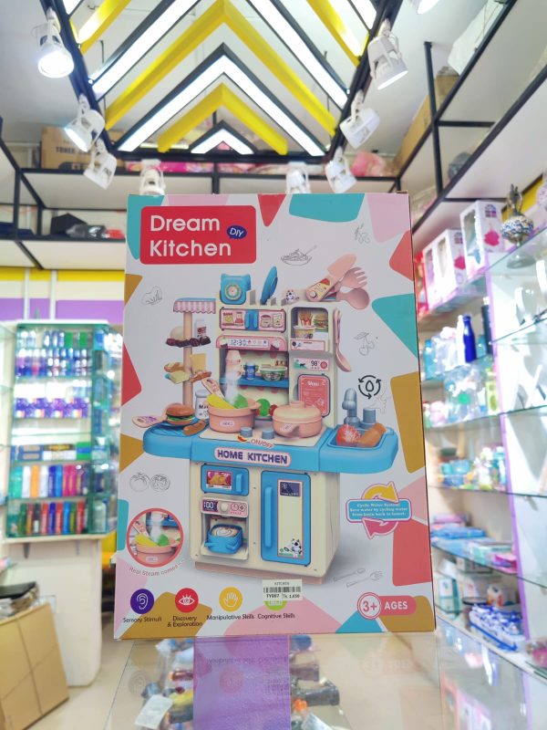 DIY Kids Dream Kitchen Set – Simulation Kitchen Toy with Steam, Running Water, Lights & Music - Image 2