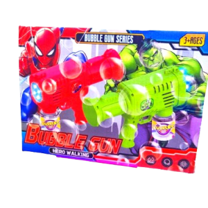 Iron-Man Theme Bubble Gun – Superhero Bubble Blower Toy for Kids with Lights & Sound