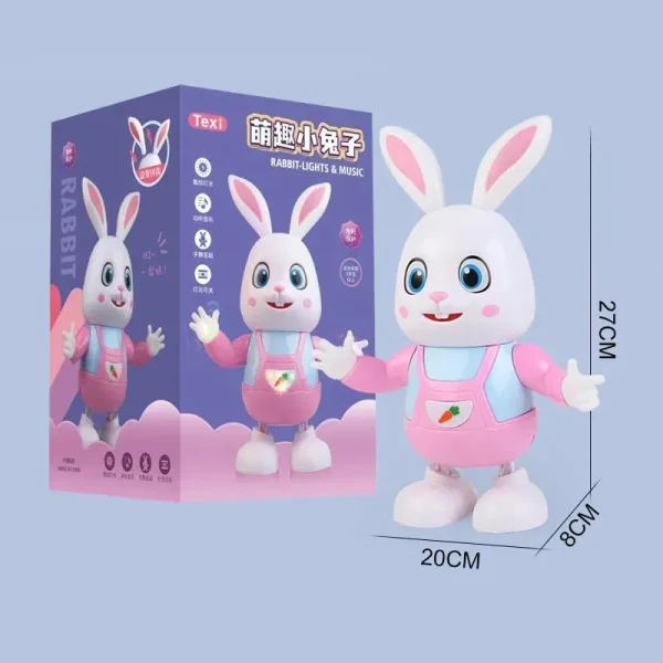 Electric Pet Toy – Cute Robot Rabbit Drummer with LED Lights & Music