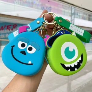 Cute Mike Sullivan Silica Gel Coin Purse – Disney Cartoon-Inspired Kawaii Mini Wallet with Keychain – Portable Coin Pouch & Money Bag for Kids, Teens & Anime Fans