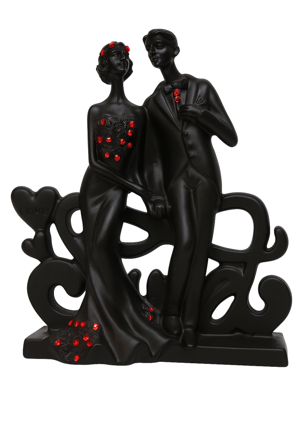 Elegant Couple in Black Resin – Modern Romantic Decorative Showpiece for Home & Office Decor